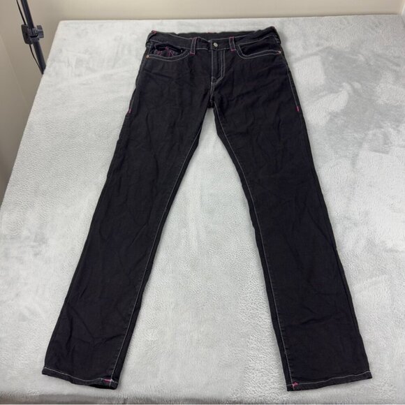 True Religion NWOT Ricky Flap SN 105712 Men's Size 35x33 Thick Pink Stitching - Picture 7 of 11